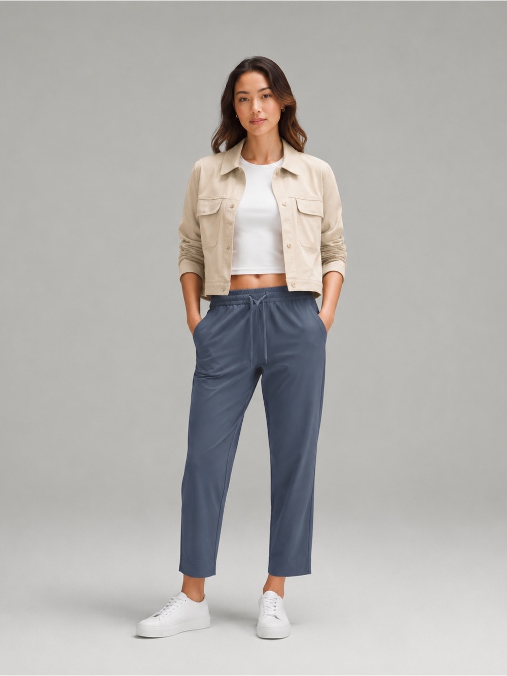 Lululemon Tapered-Leg Mid-Rise Crop Luxtreme Iron Blue Size Small
